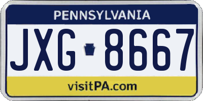 PA license plate JXG8667