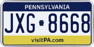 PA license plate JXG8668