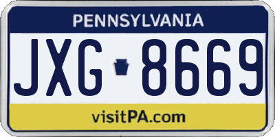 PA license plate JXG8669