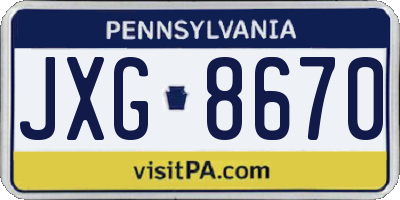 PA license plate JXG8670