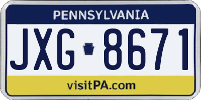 PA license plate JXG8671