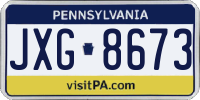PA license plate JXG8673