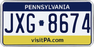 PA license plate JXG8674