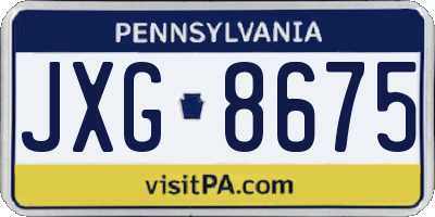 PA license plate JXG8675