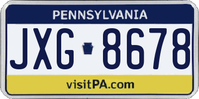PA license plate JXG8678