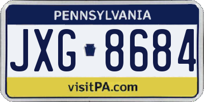 PA license plate JXG8684