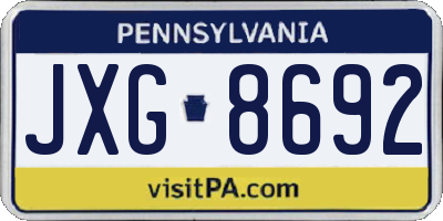 PA license plate JXG8692