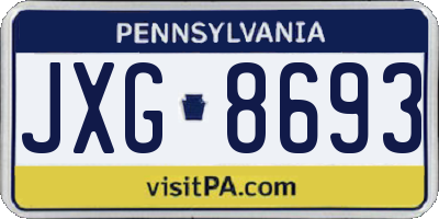 PA license plate JXG8693