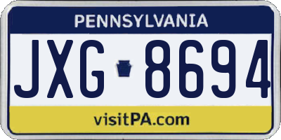 PA license plate JXG8694