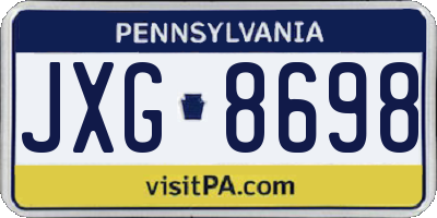 PA license plate JXG8698