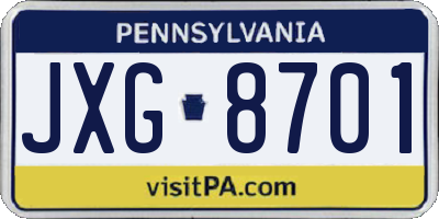 PA license plate JXG8701