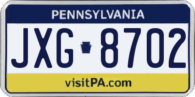 PA license plate JXG8702