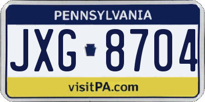 PA license plate JXG8704