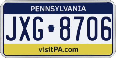 PA license plate JXG8706