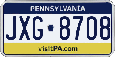 PA license plate JXG8708
