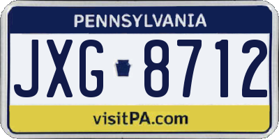 PA license plate JXG8712