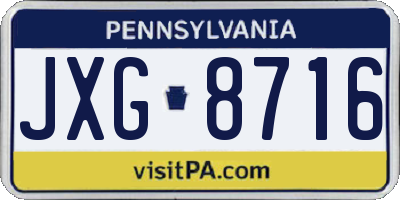 PA license plate JXG8716