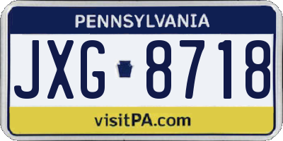 PA license plate JXG8718