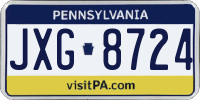 PA license plate JXG8724