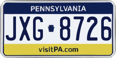 PA license plate JXG8726