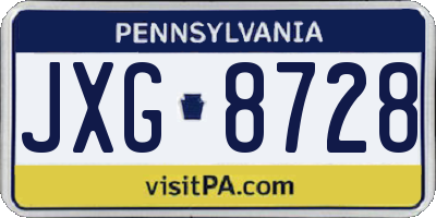 PA license plate JXG8728
