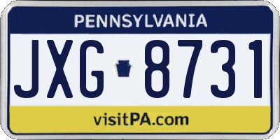 PA license plate JXG8731