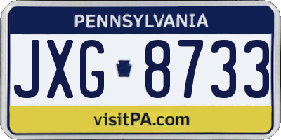 PA license plate JXG8733