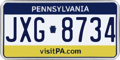 PA license plate JXG8734
