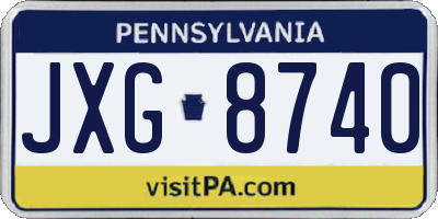 PA license plate JXG8740