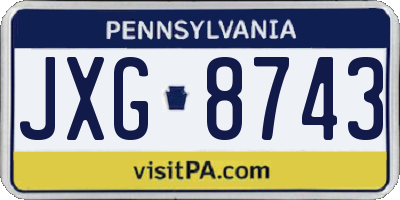 PA license plate JXG8743