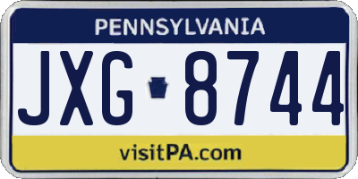 PA license plate JXG8744