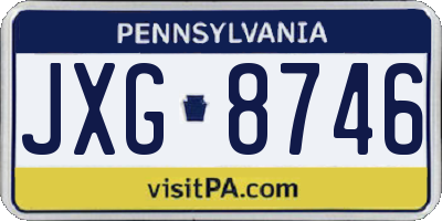 PA license plate JXG8746