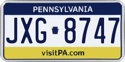 PA license plate JXG8747
