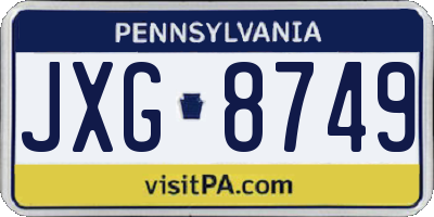 PA license plate JXG8749