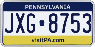 PA license plate JXG8753