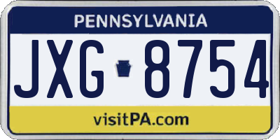PA license plate JXG8754