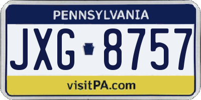 PA license plate JXG8757
