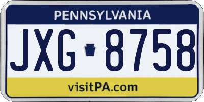 PA license plate JXG8758
