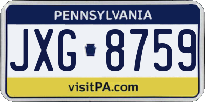 PA license plate JXG8759