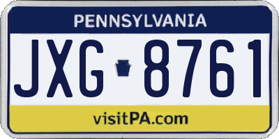PA license plate JXG8761
