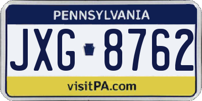 PA license plate JXG8762