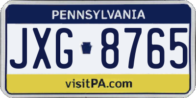 PA license plate JXG8765