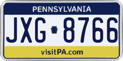 PA license plate JXG8766