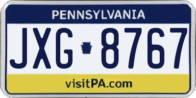 PA license plate JXG8767