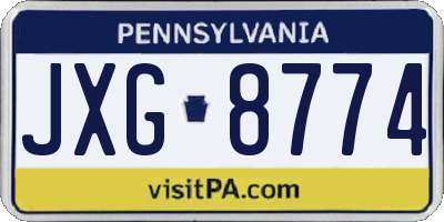PA license plate JXG8774