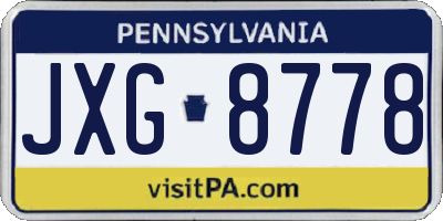 PA license plate JXG8778