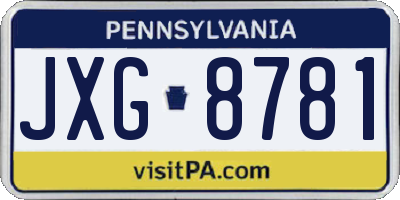 PA license plate JXG8781