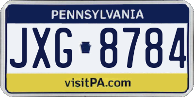 PA license plate JXG8784