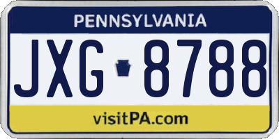 PA license plate JXG8788