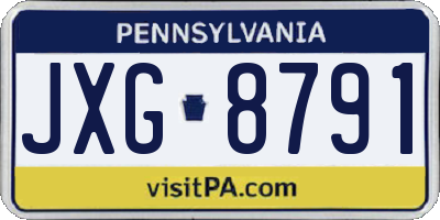 PA license plate JXG8791